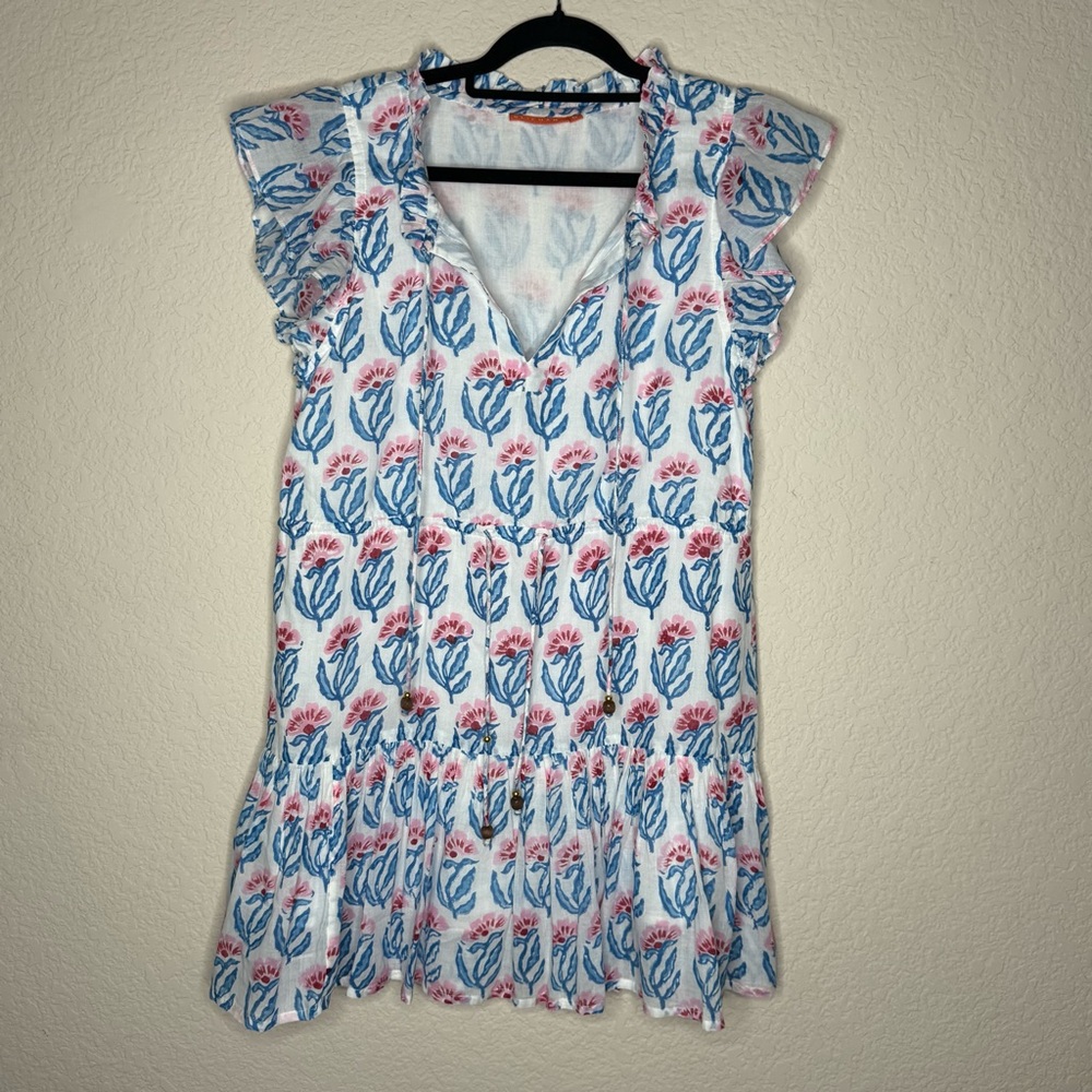 OLIPHANT Cinched Flirty Mini Flutter Sleeve Dress Size Small - Picture 2 of 4